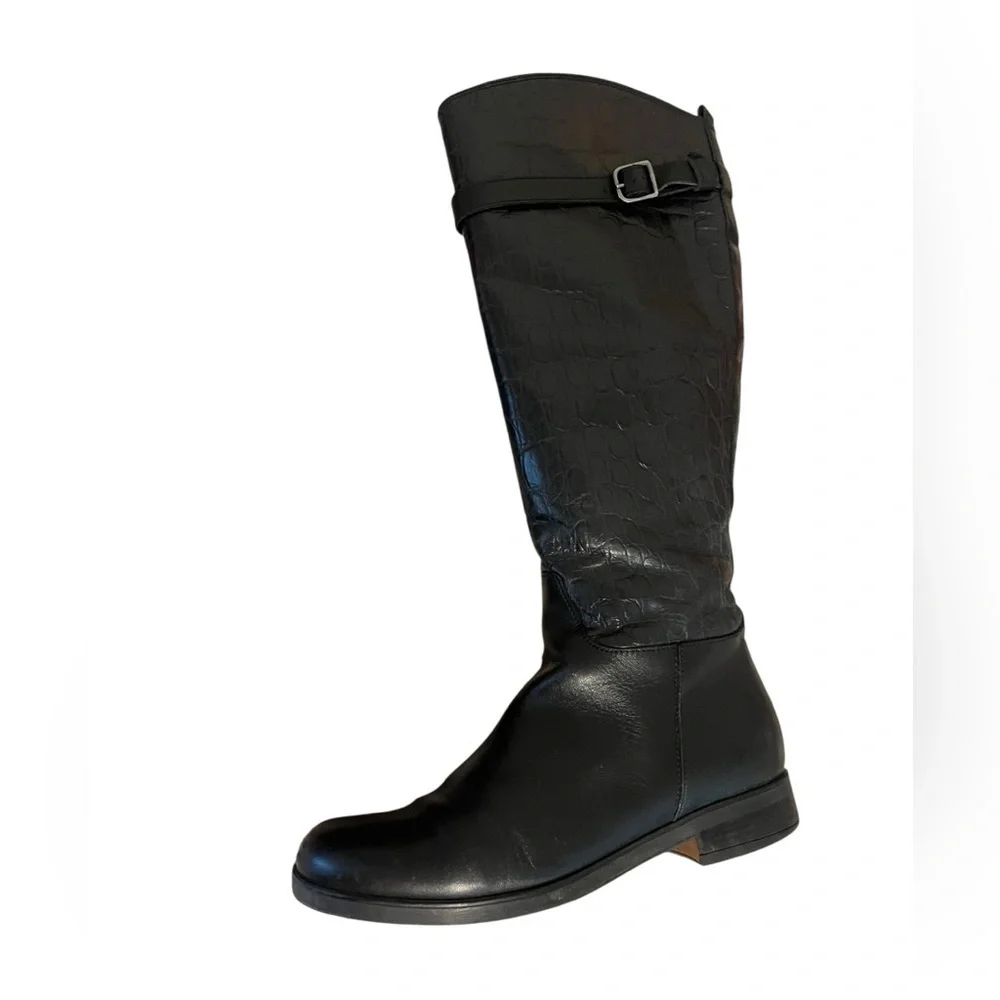 CLARKS HOPEDALE WISH Black Leather Tall Riding Boots Size 8